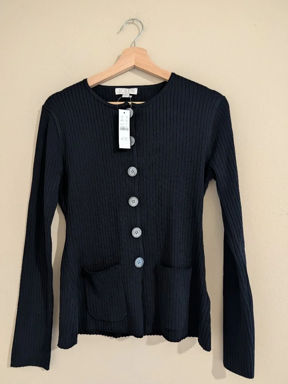 NWT J.Crew Super Stretch Ribbed Cardigan Knit Button-Front Sweater Size S